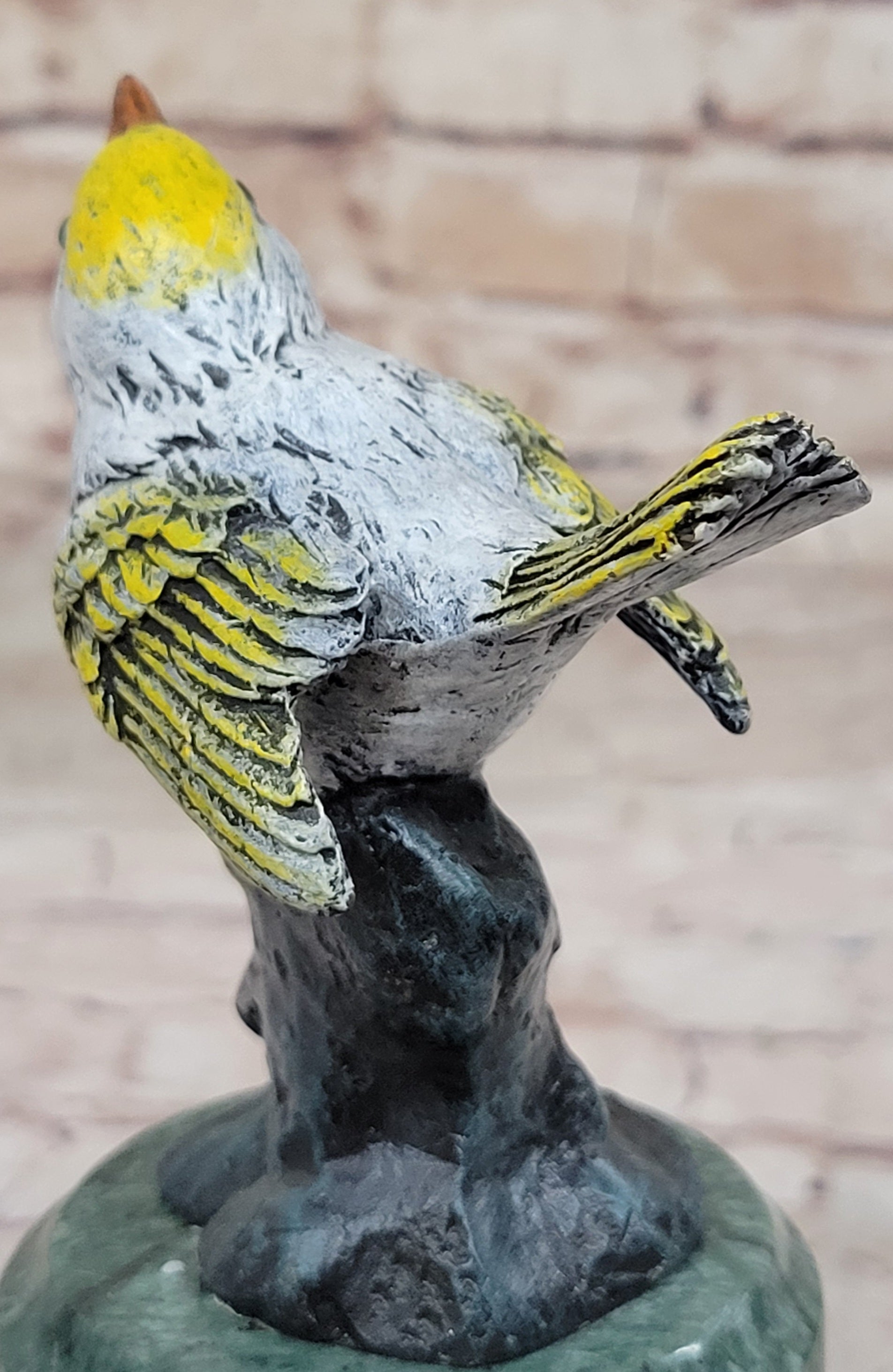 Bronze Songbird Finch on Green Marble Base by Milo