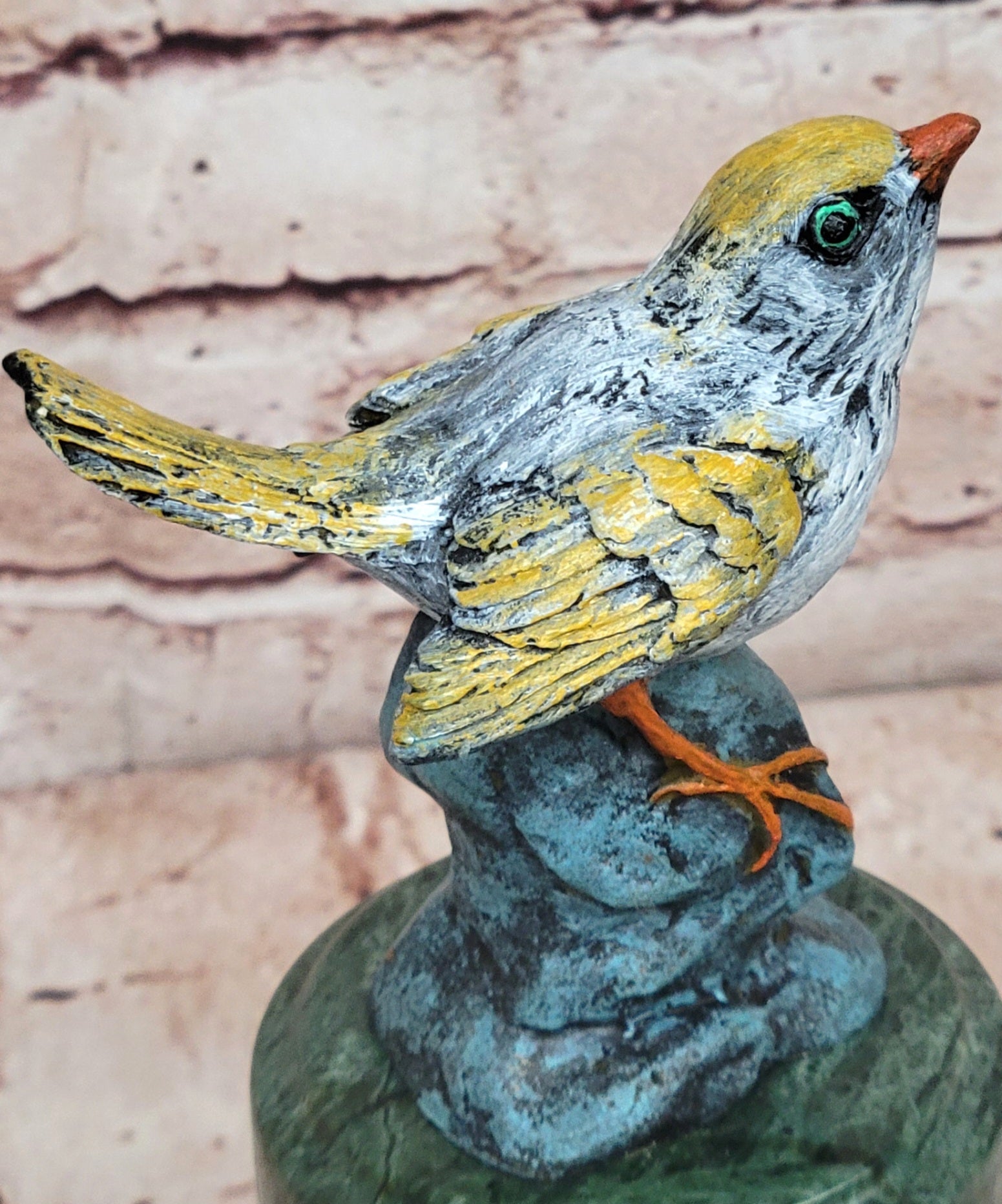 Love Birds Finial Cast Brass/Bronze OLD~ Beautiful Patina Finch Finches Pigeons