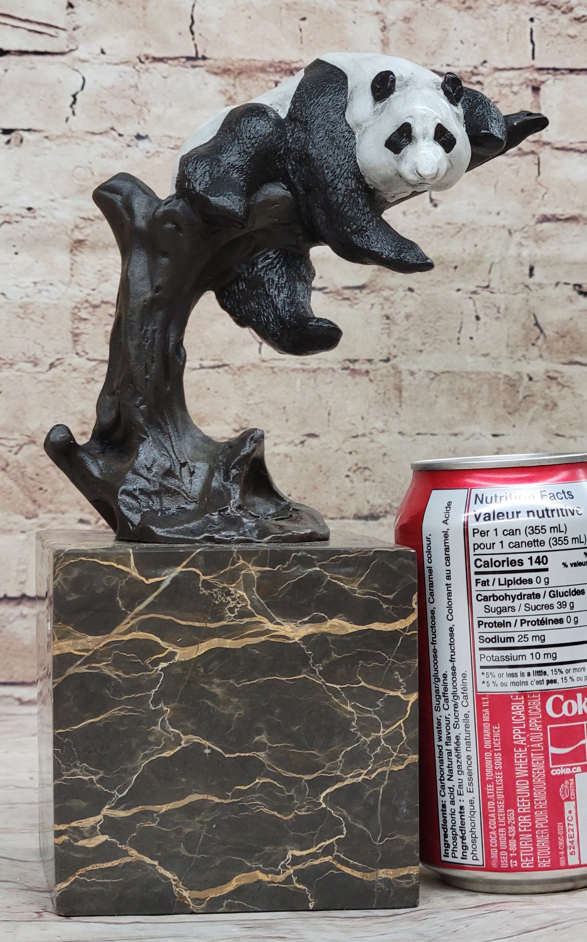 Bronze Panda Bear on Marble Base by Milo