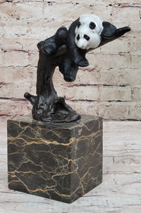 Bronze Panda Bear on Marble Base by Milo