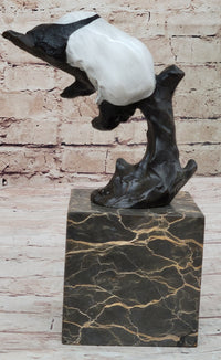 Bronze Panda Bear on Marble Base by Milo