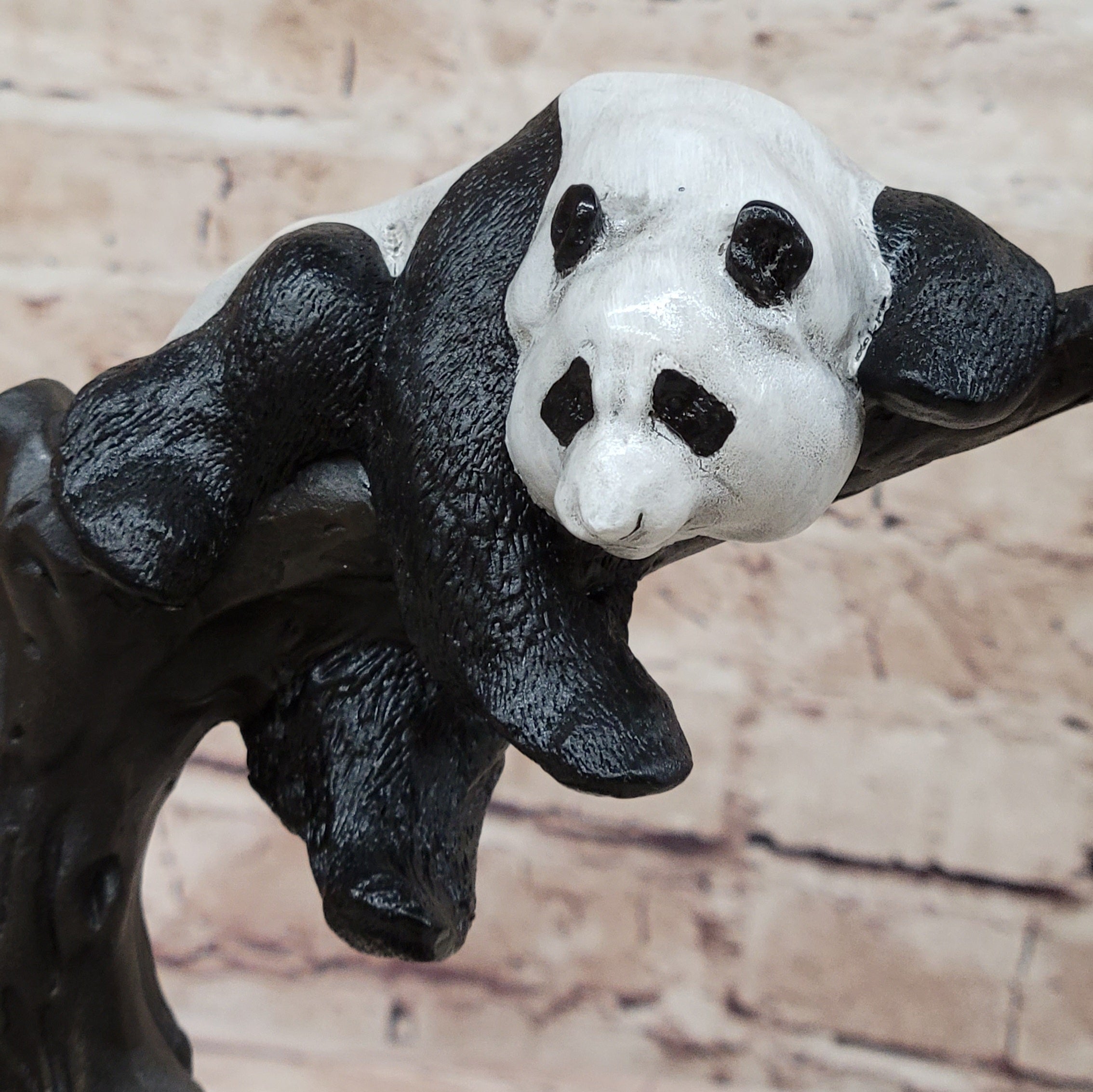 Bronze Panda Bear on Marble Base by Milo