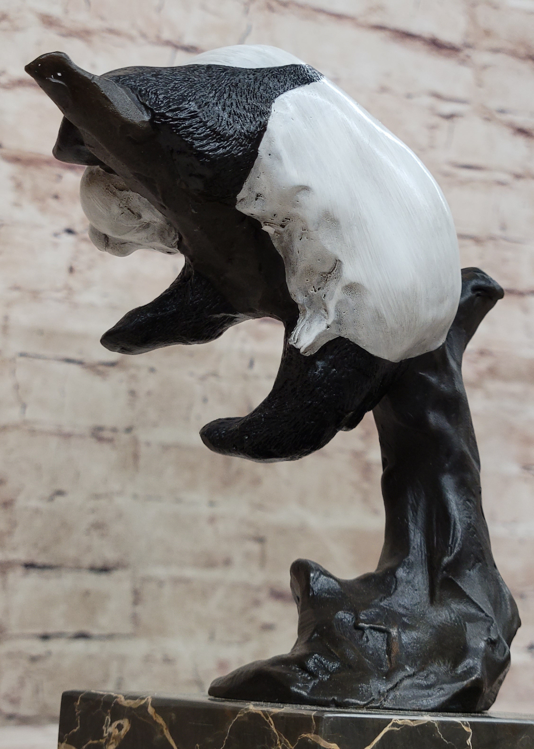 Bronze Panda Bear on Marble Base by Milo