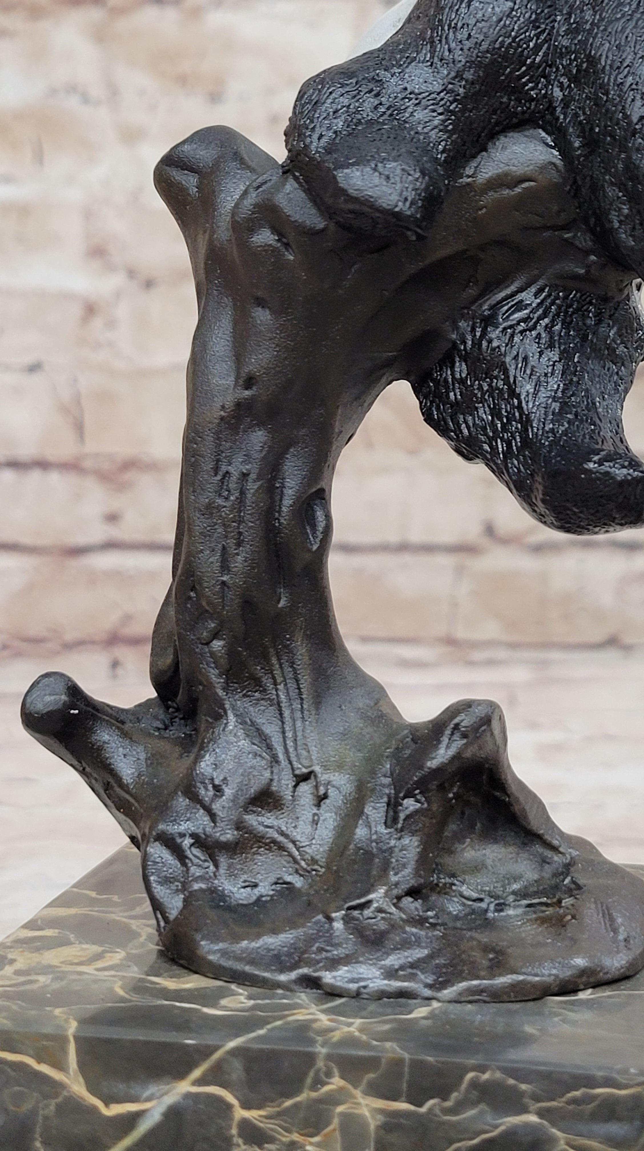 Bronze Panda Bear on Marble Base by Milo