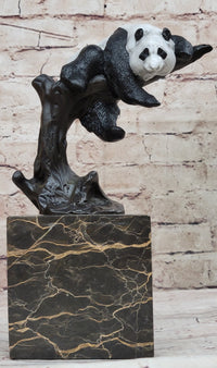 Bronze Panda Bear on Marble Base by Milo