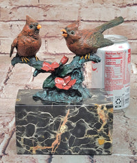 Signed Original Milo Two Cardinal Love Bird Genuine Bronze Sculpture Statue