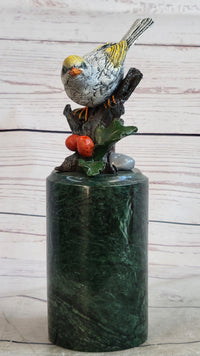 Colorful Finch Goldfinch Song Bird Bronze Metal Sculpture
