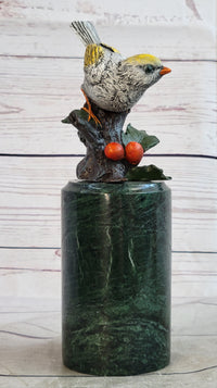 Colorful Finch Goldfinch Song Bird Bronze Metal Sculpture
