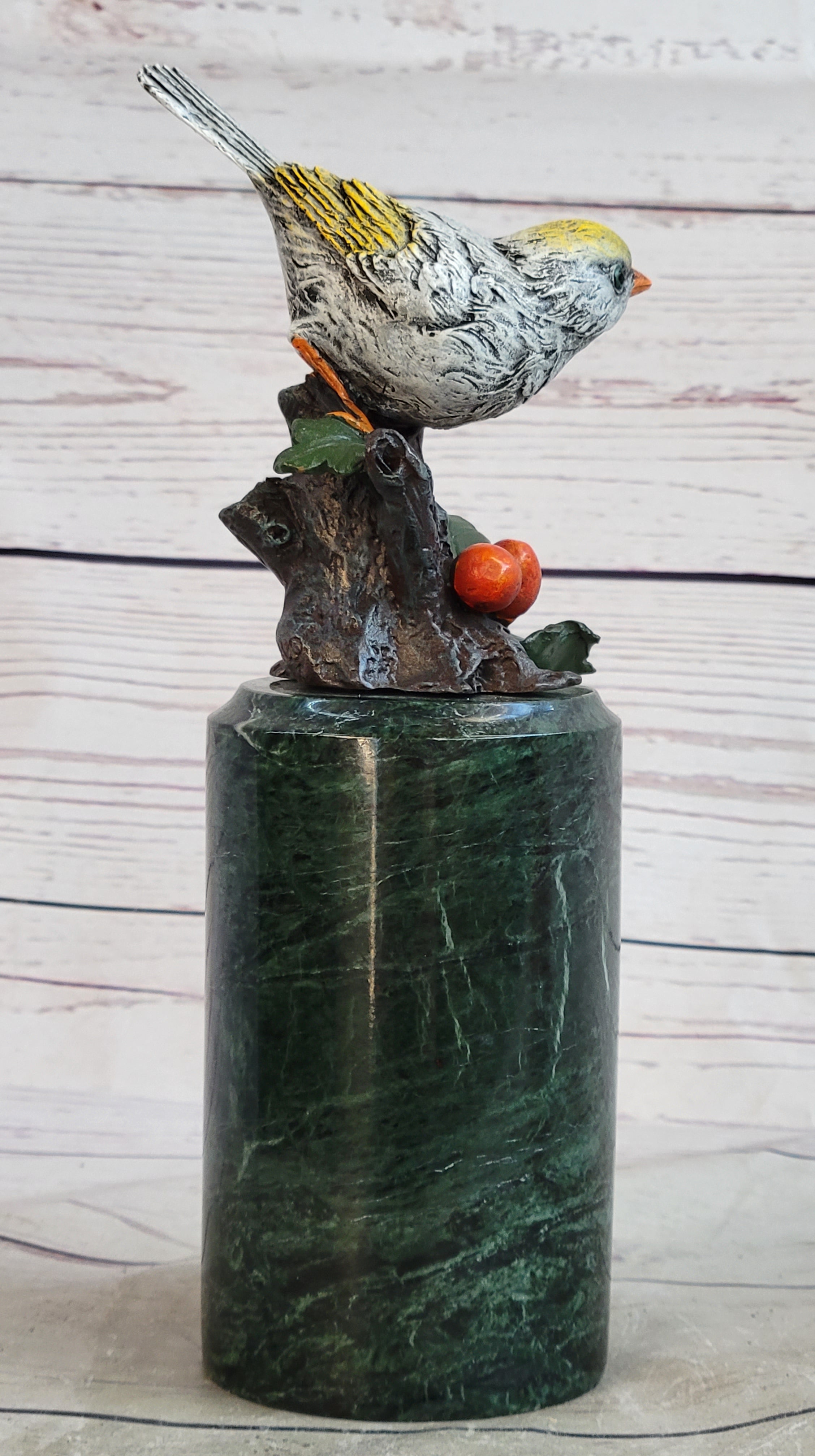 Colorful Finch Goldfinch Song Bird Bronze Metal Sculpture