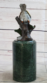 Colorful Finch Goldfinch Song Bird Bronze Metal Sculpture