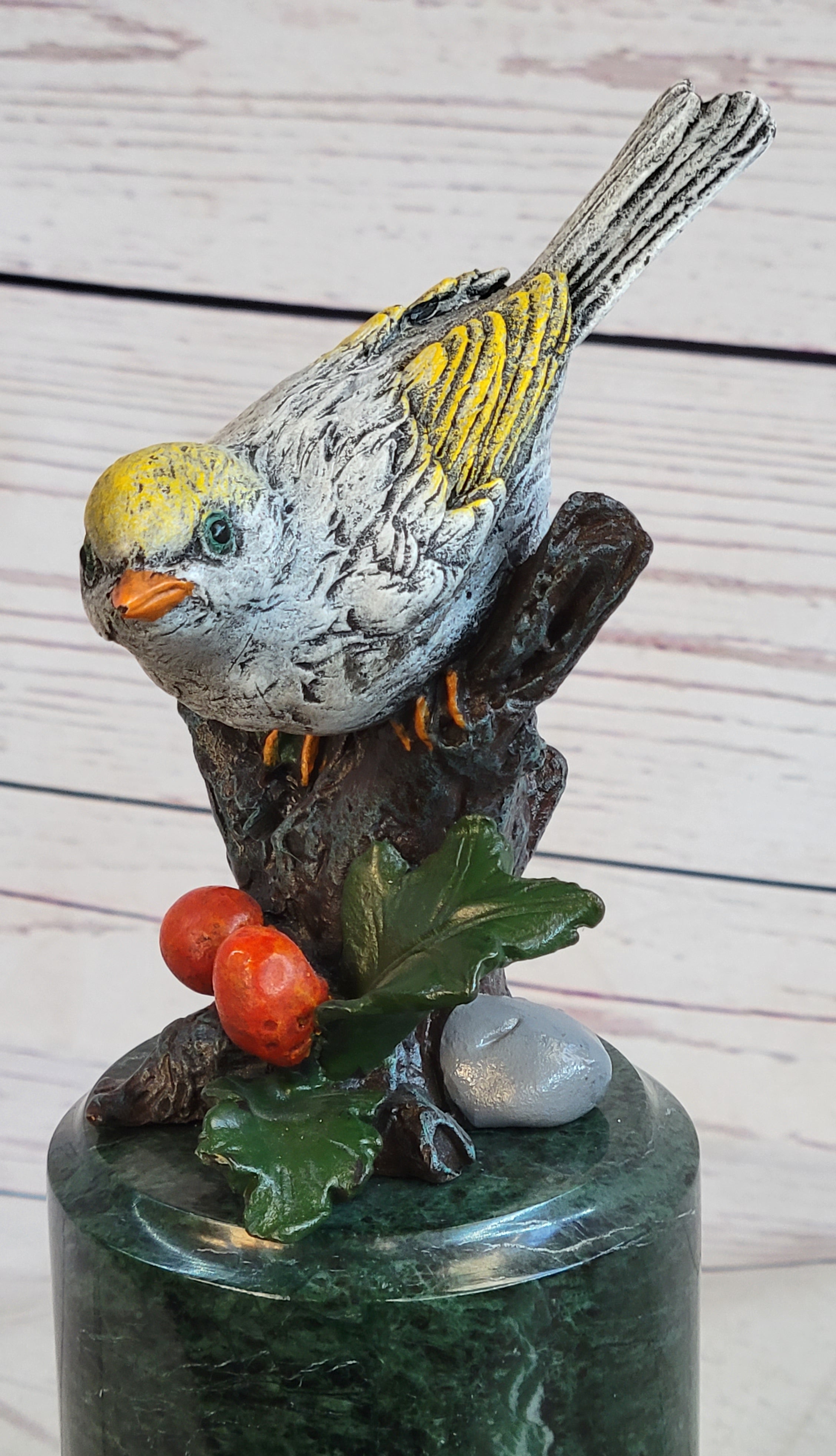 Colorful Finch Goldfinch Song Bird Bronze Metal Sculpture