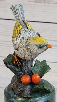 Colorful Finch Goldfinch Song Bird Bronze Metal Sculpture