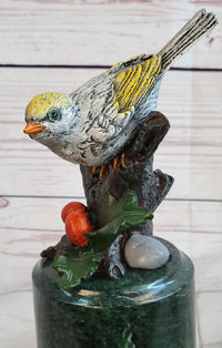 Colorful Finch Goldfinch Song Bird Bronze Metal Sculpture