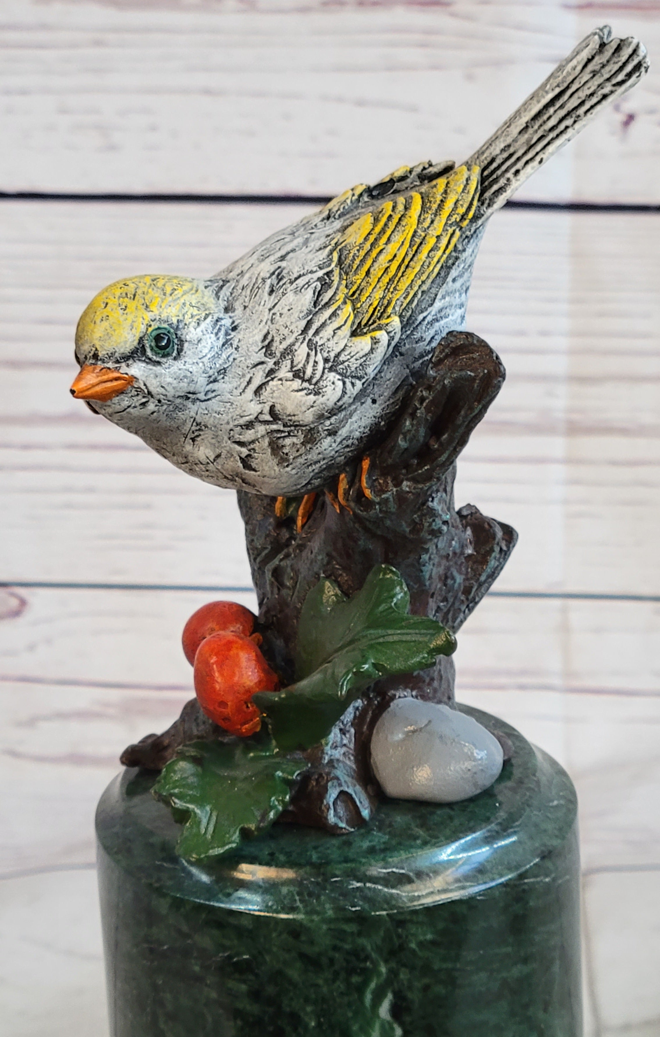 Colorful Finch Goldfinch Song Bird Bronze Metal Sculpture