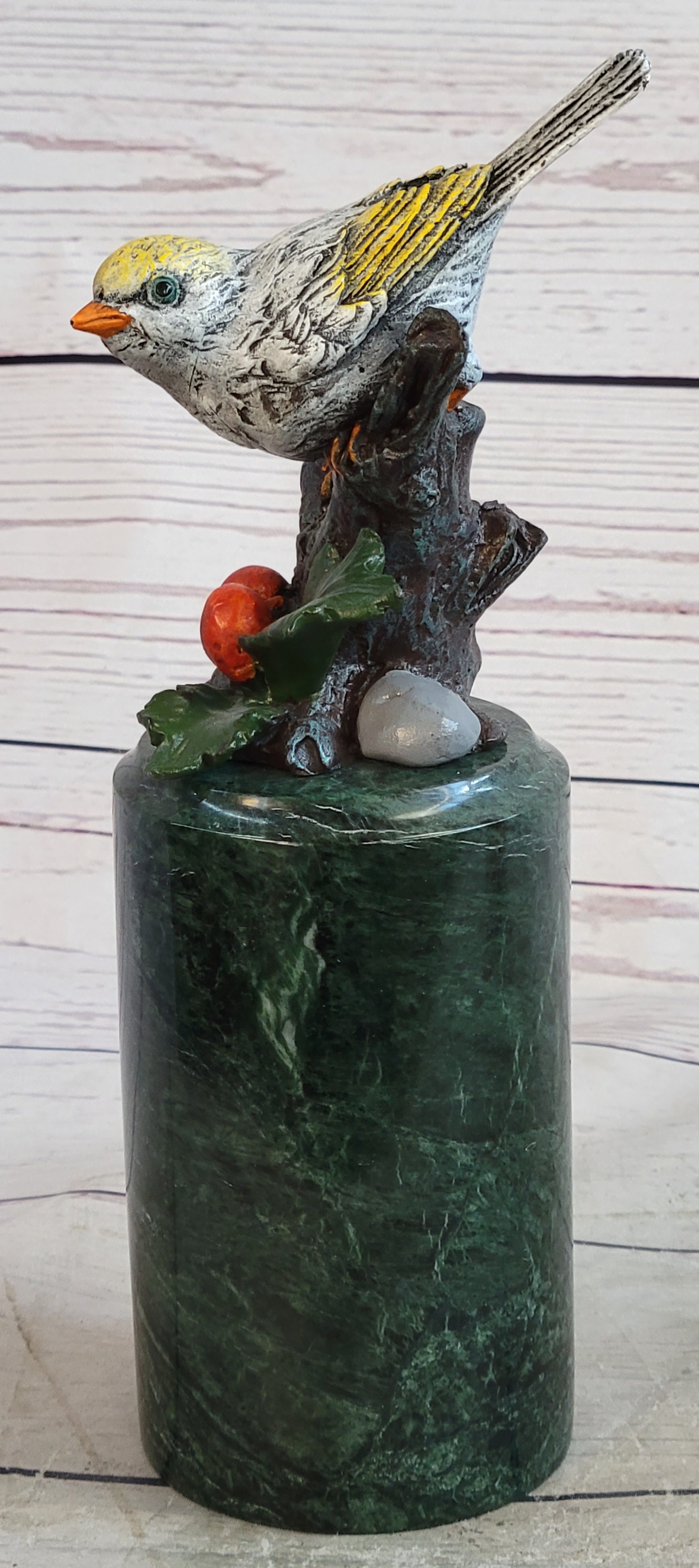 Colorful Finch Goldfinch Song Bird Bronze Metal Sculpture