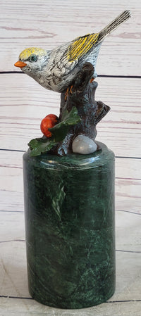 Colorful Finch Goldfinch Song Bird Bronze Metal Sculpture