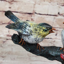 3 Colorful Finches Sparrows on Branch - Bronze Art by Milo