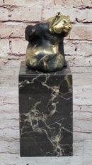 Real Bronze Panda Bear Sculpture on Marble Base by Milo