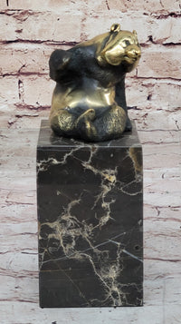 Real Bronze Panda Bear Sculpture on Marble Base by Milo