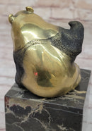 Real Bronze Panda Bear Sculpture on Marble Base by Milo