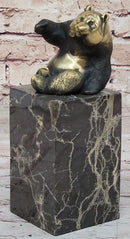 Real Bronze Panda Bear Sculpture on Marble Base by Milo