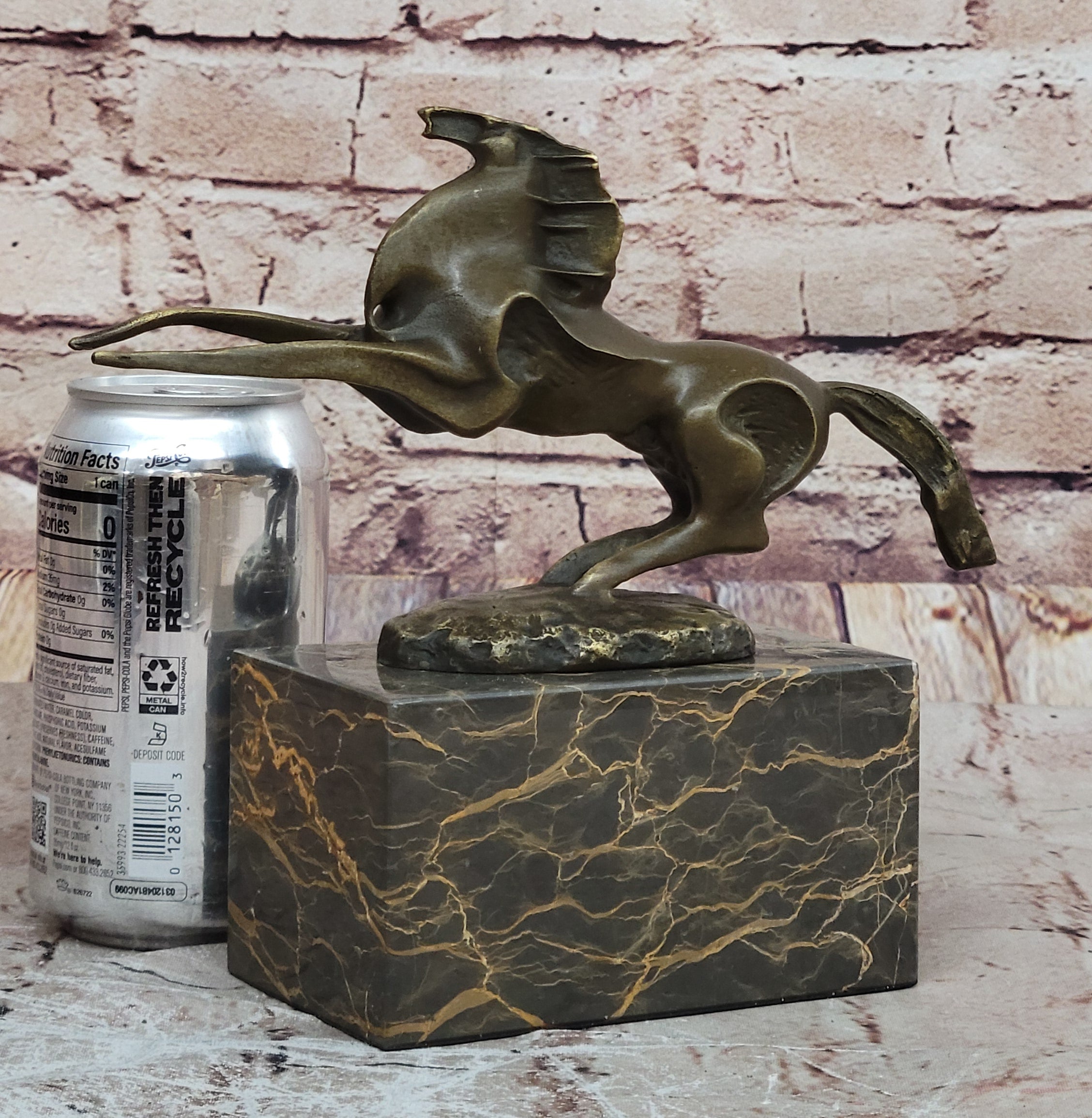 Abstract Modern Horse Bronze Sculpture on Marble Base