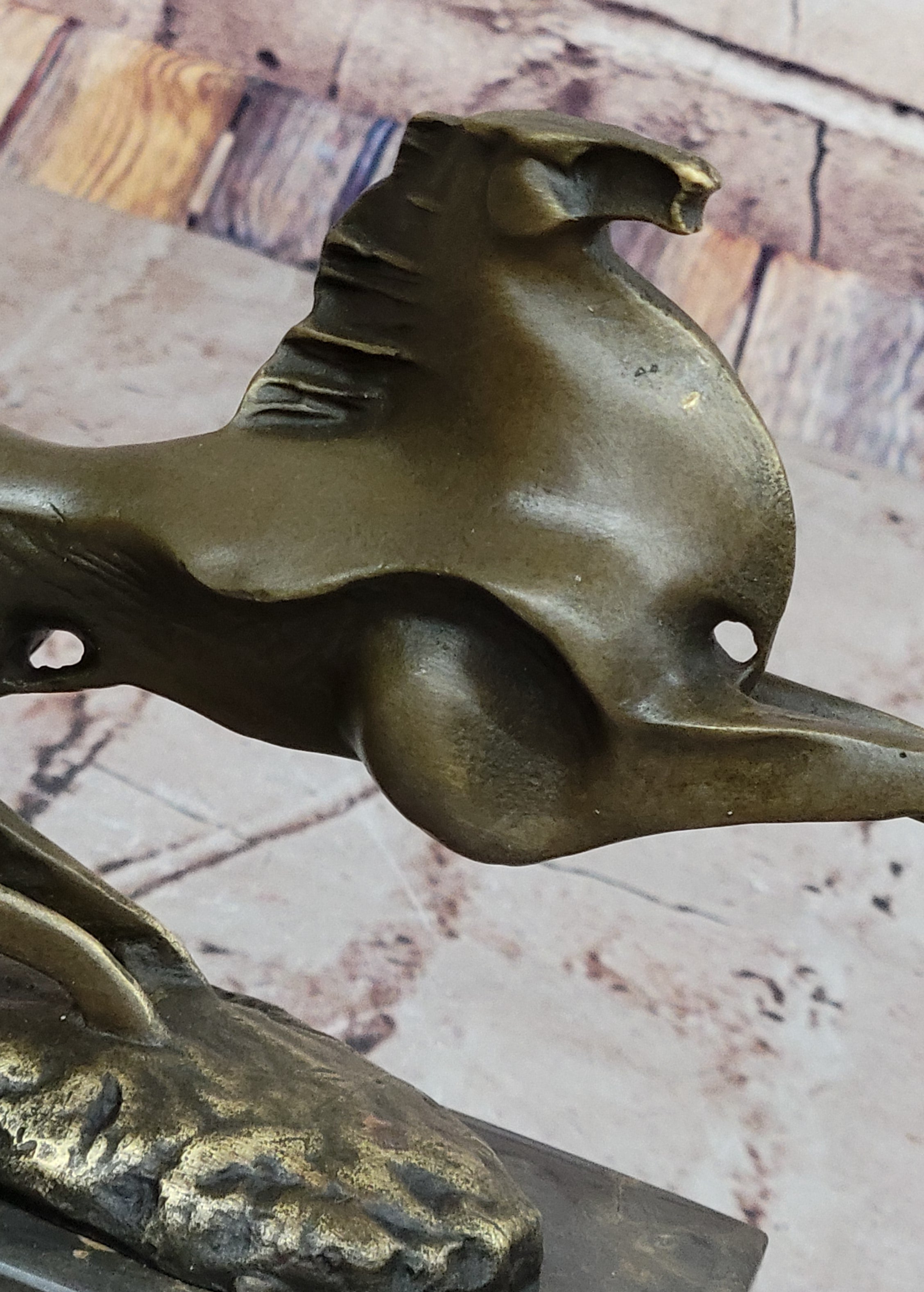 Abstract Modern Horse Bronze Sculpture on Marble Base