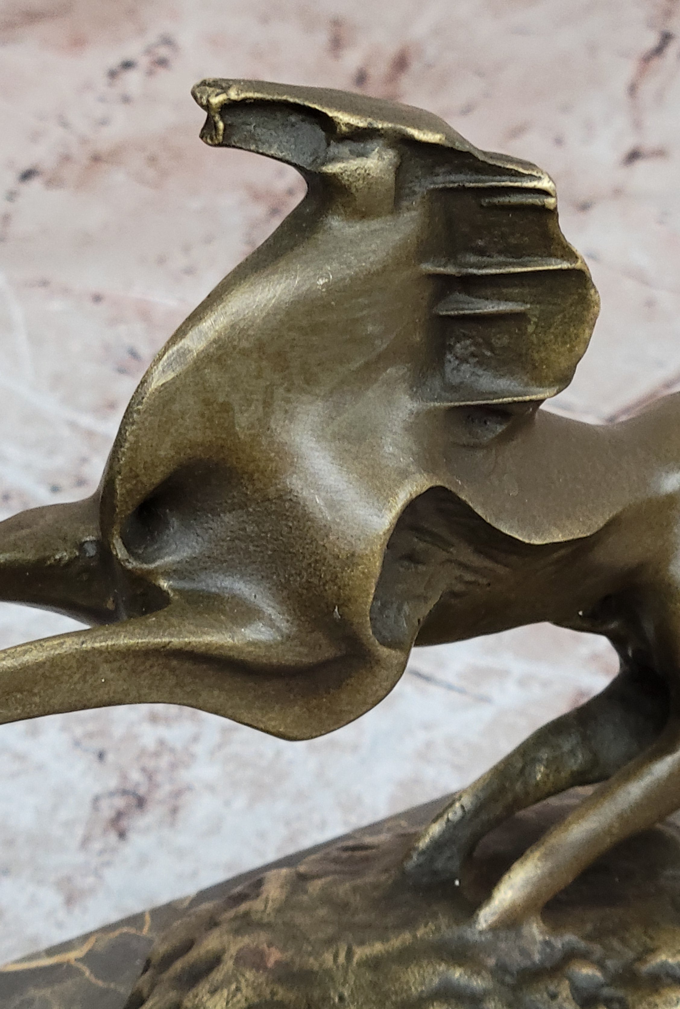 Abstract Modern Horse Bronze Sculpture on Marble Base