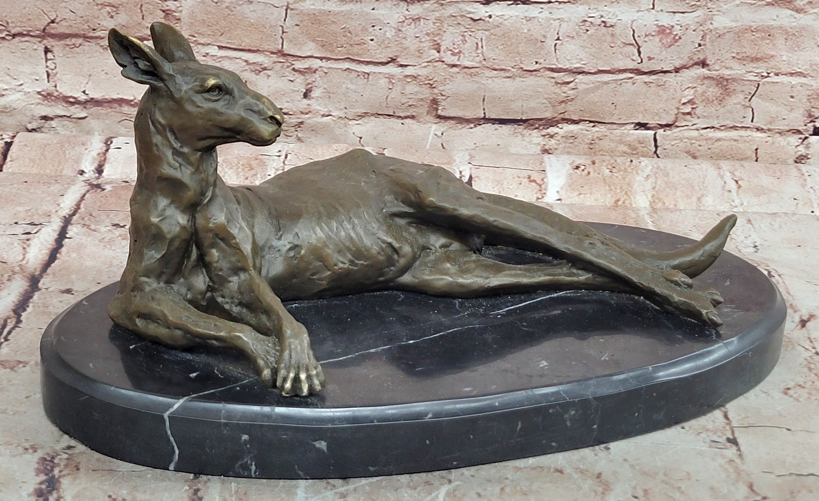 Kangaroo Bronze Statues Animal Metal Sculpture Home Decor Signed Cesaro