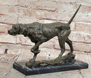 Dog Following Scent Bronze Sculpture on Marble Base Signed Milo