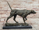 Dog Following Scent Bronze Sculpture on Marble Base Signed Milo