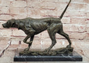 Dog Following Scent Bronze Sculpture on Marble Base Signed Milo