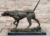 Dog Following Scent Bronze Sculpture on Marble Base Signed Milo