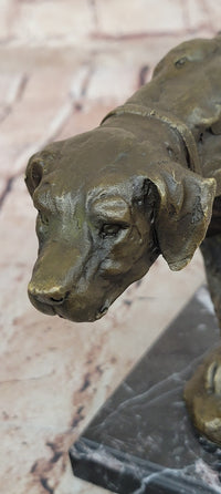 Dog Following Scent Bronze Sculpture on Marble Base Signed Milo