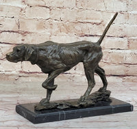 Dog Following Scent Bronze Sculpture on Marble Base Signed Milo
