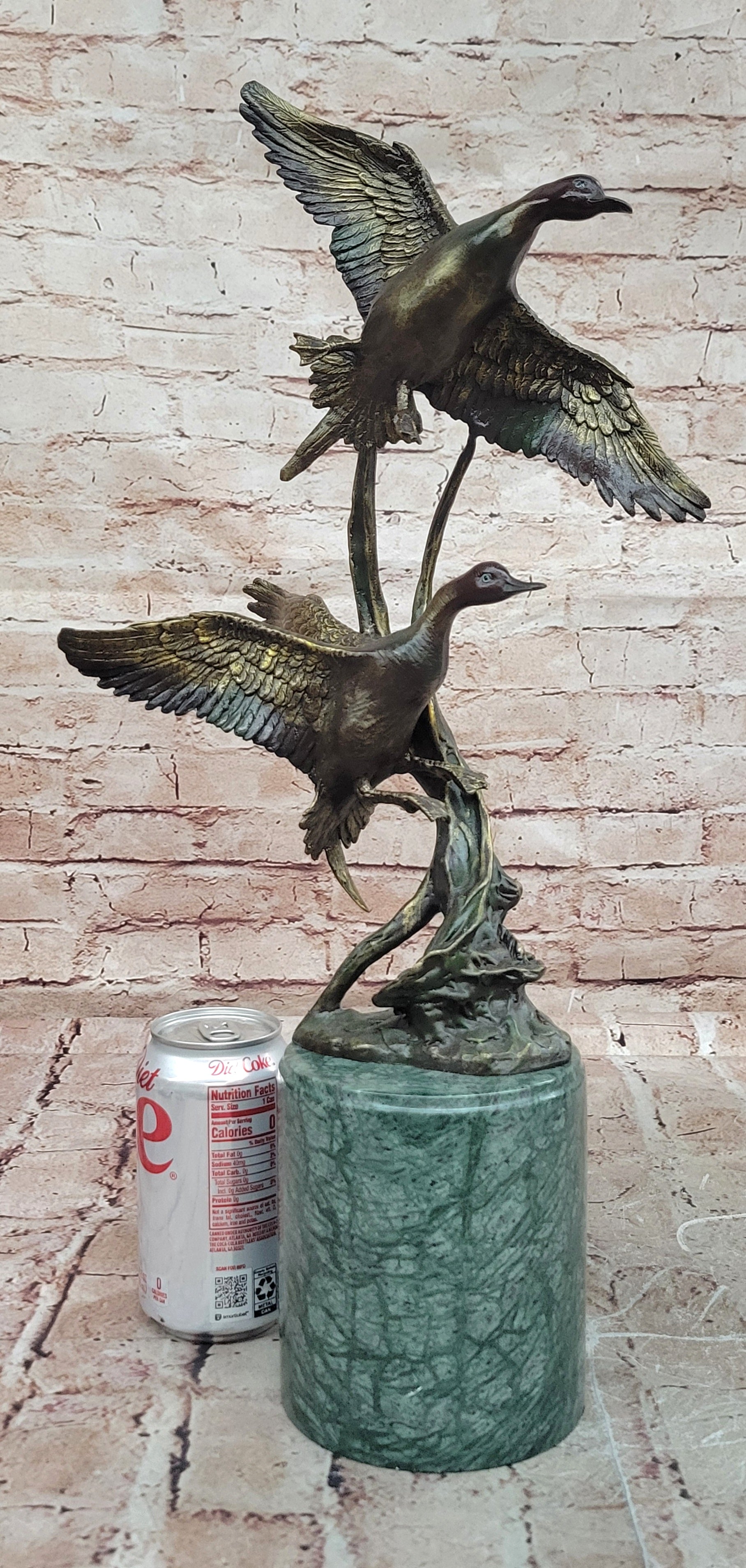 Signed Nick Bronze Mallards Ducks Statue Animal Sculpture Gorgeous Home Decor