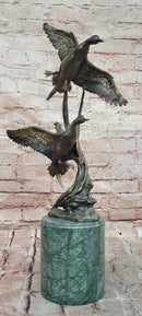 Signed Nick Bronze Mallards Ducks Statue Animal Sculpture Gorgeous Home Decor