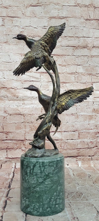 Signed Nick Bronze Mallards Ducks Statue Animal Sculpture Gorgeous Home Decor