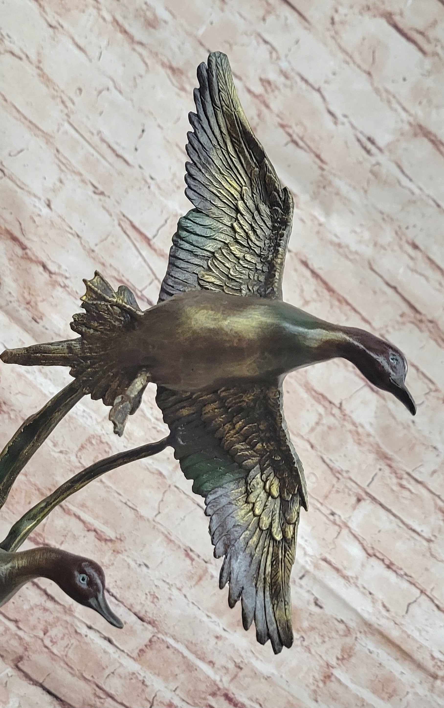 Signed Nick Bronze Mallards Ducks Statue Animal Sculpture Gorgeous Home Decor