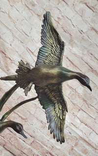 Signed Nick Bronze Mallards Ducks Statue Animal Sculpture Gorgeous Home Decor