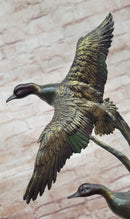 Signed Nick Bronze Mallards Ducks Statue Animal Sculpture Gorgeous Home Decor