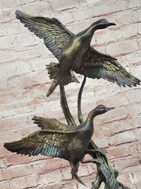 Signed Nick Bronze Mallards Ducks Statue Animal Sculpture Gorgeous Home Decor