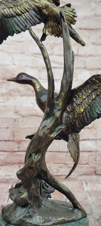 Signed Nick Bronze Mallards Ducks Statue Animal Sculpture Gorgeous Home Decor