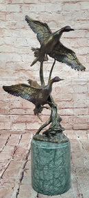 Signed Nick Bronze Mallards Ducks Statue Animal Sculpture Gorgeous Home Decor