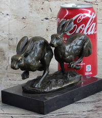 Art Deco Hares Rabbit Bronze Sculpture Easter Bunny Marble