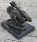 Art Deco Hares Rabbit Bronze Sculpture Easter Bunny Marble