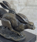 Art Deco Hares Rabbit Bronze Sculpture Easter Bunny Marble