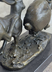 Art Deco Hares Rabbit Bronze Sculpture Easter Bunny Marble