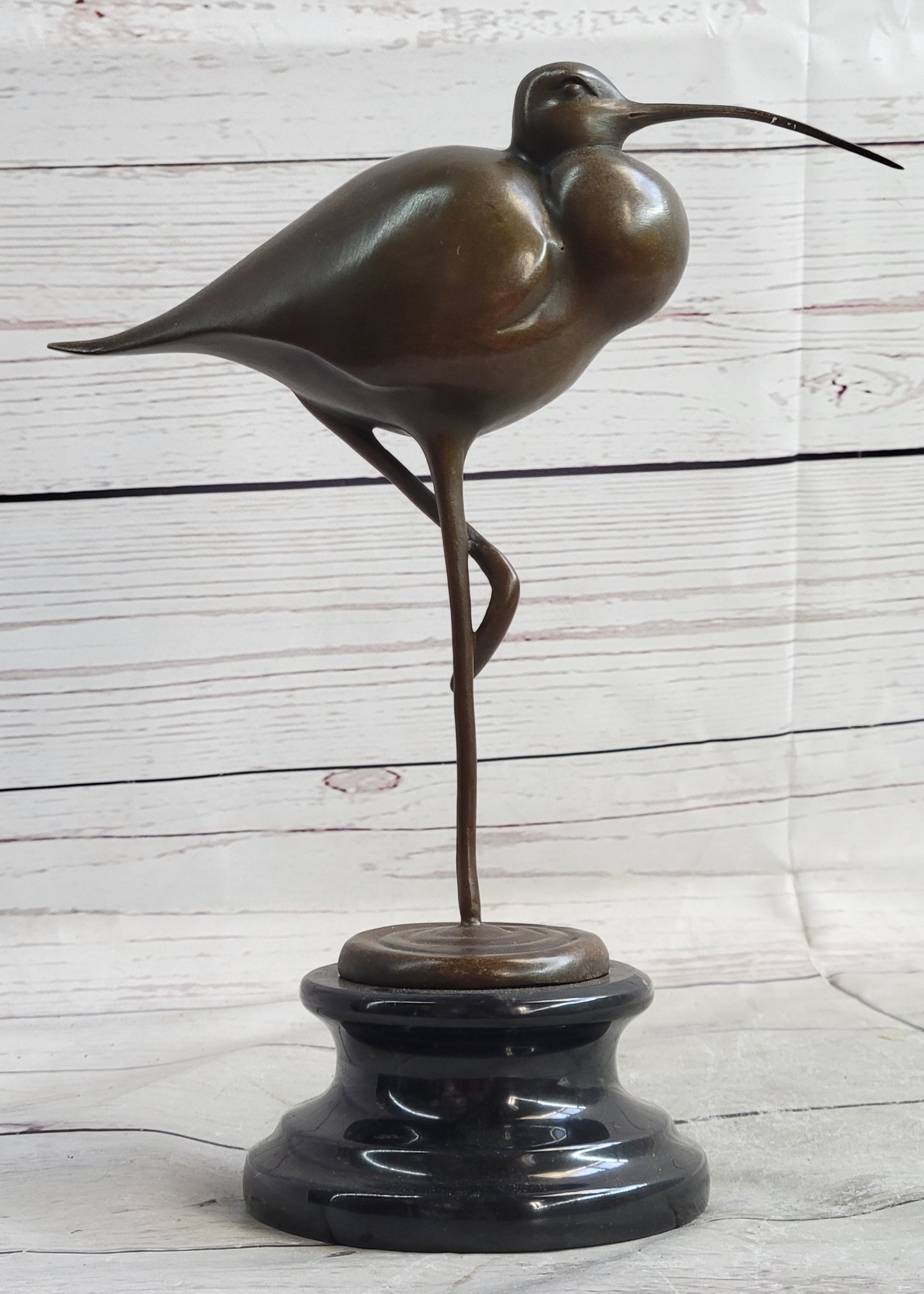 Egret Heron Wetlands Coastal Wading Bird Bronze Marble Art