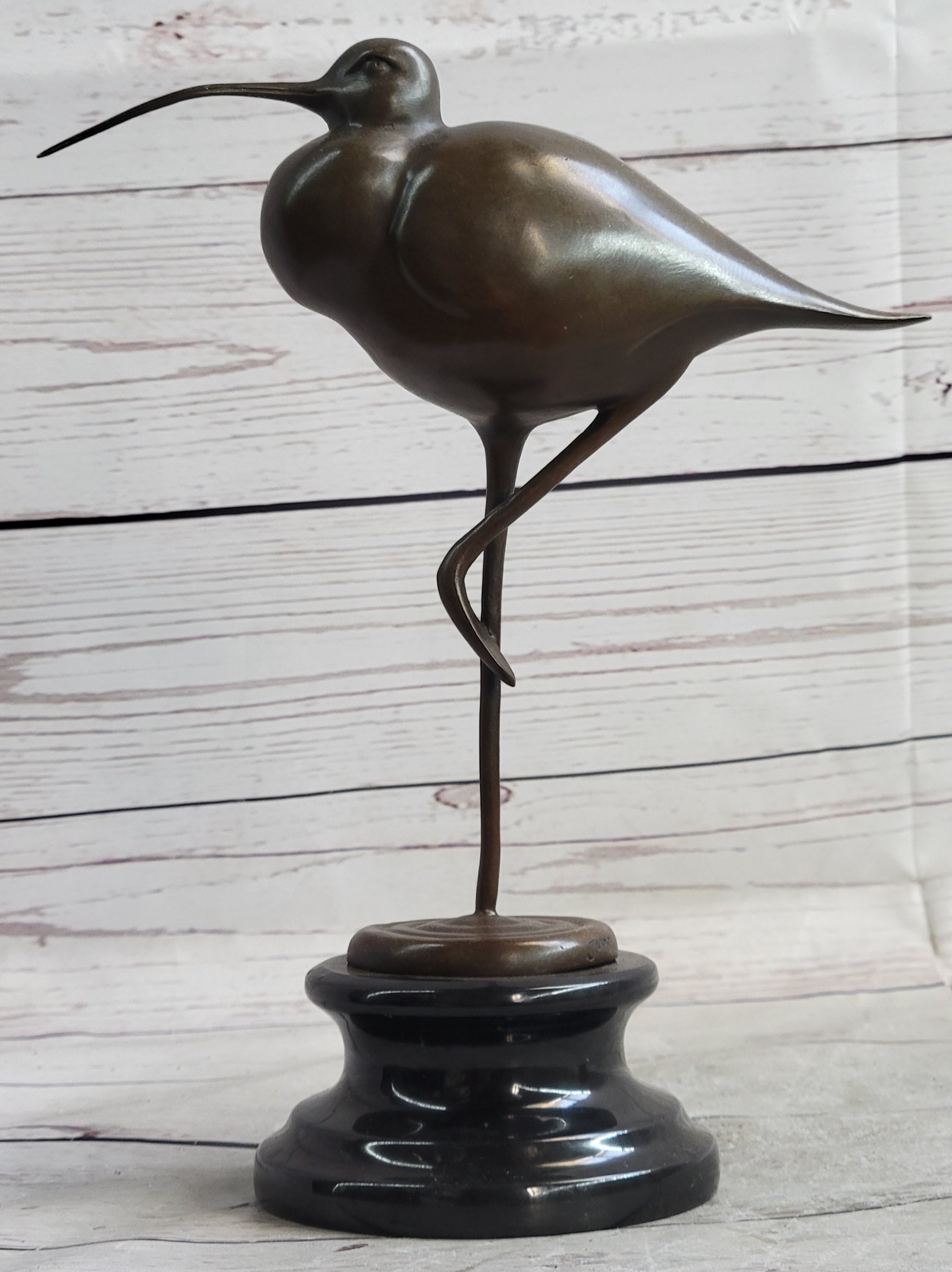 Egret Heron Wetlands Coastal Wading Bird Bronze Marble Art